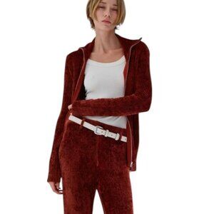 NWT Aya Muse Cyro Top Jacket Full Zip Chenille Fabric in Rust Size M